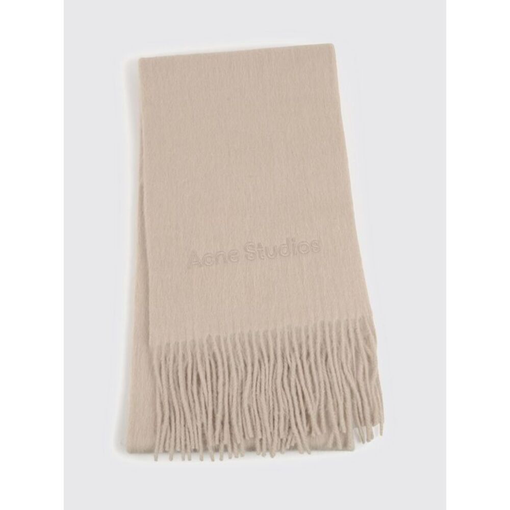 Acne Studios Men Acne Studios Alpaca Wool Blend Scarf With Fringed Hem And Logo
